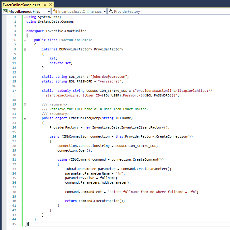 Use Exact Online, Freshdesk, Salesforce and others from Visual Studio.